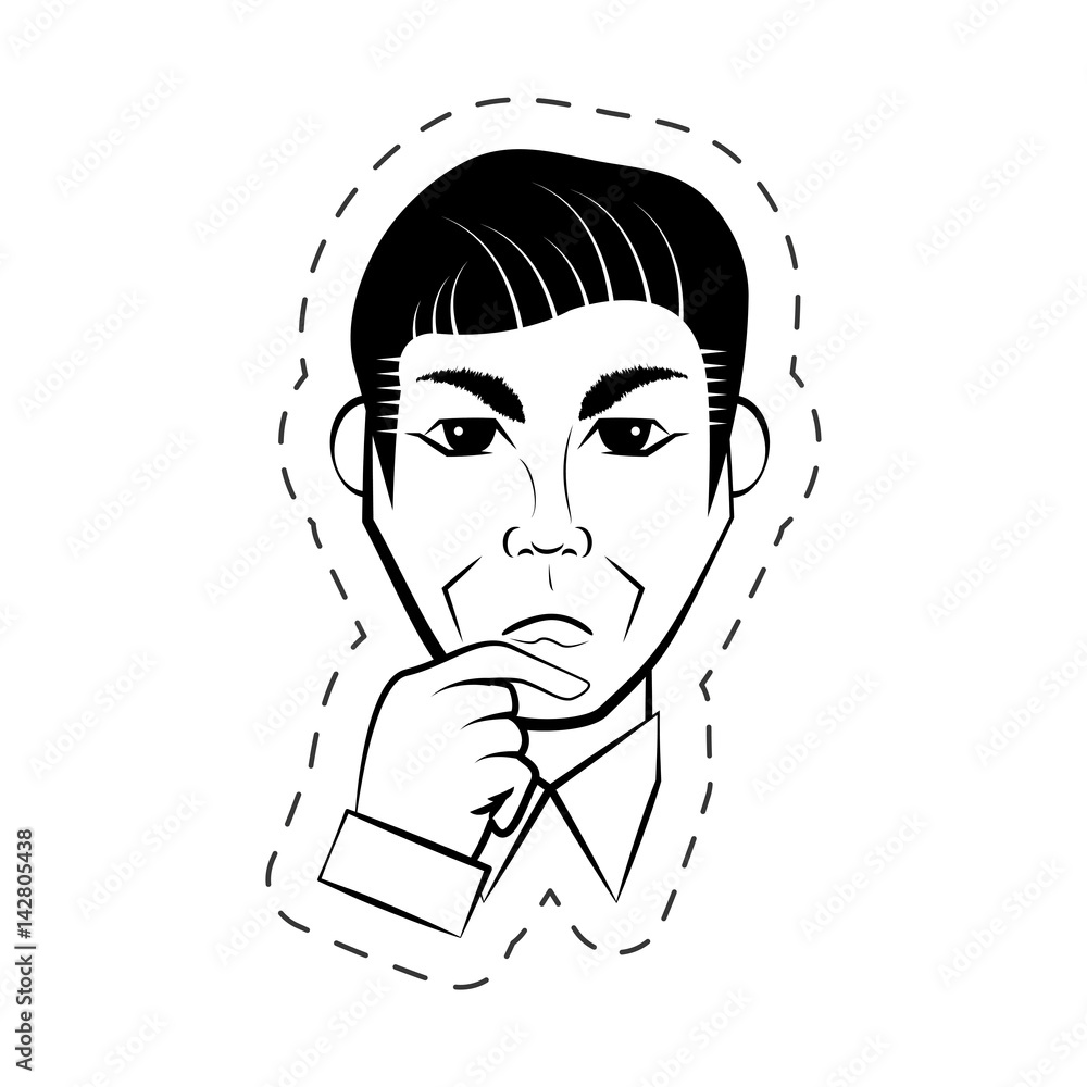 portrait man facial expression black and white vector illustration eps