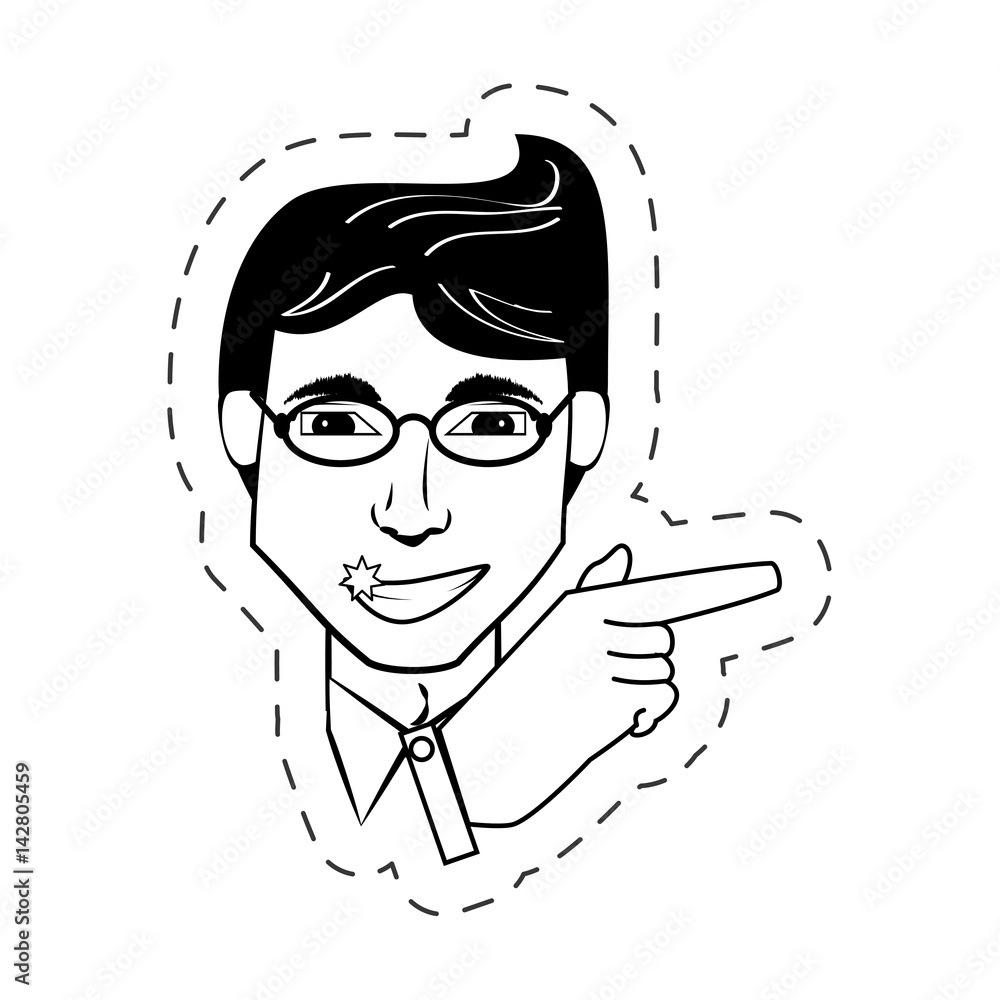 Vecteur Stock portrait man facial expression black and white vector