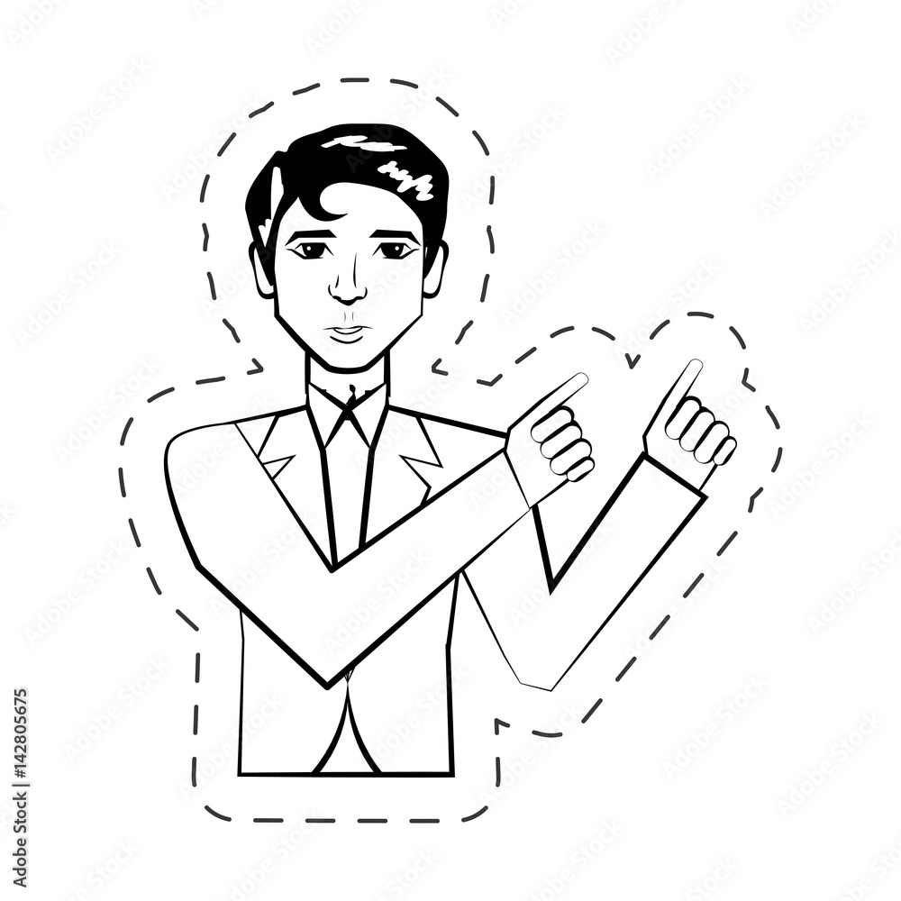 portrait man facial expression black and white vector illustration eps