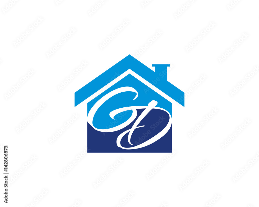 Naklejka premium GD Letter And House Logo V.1