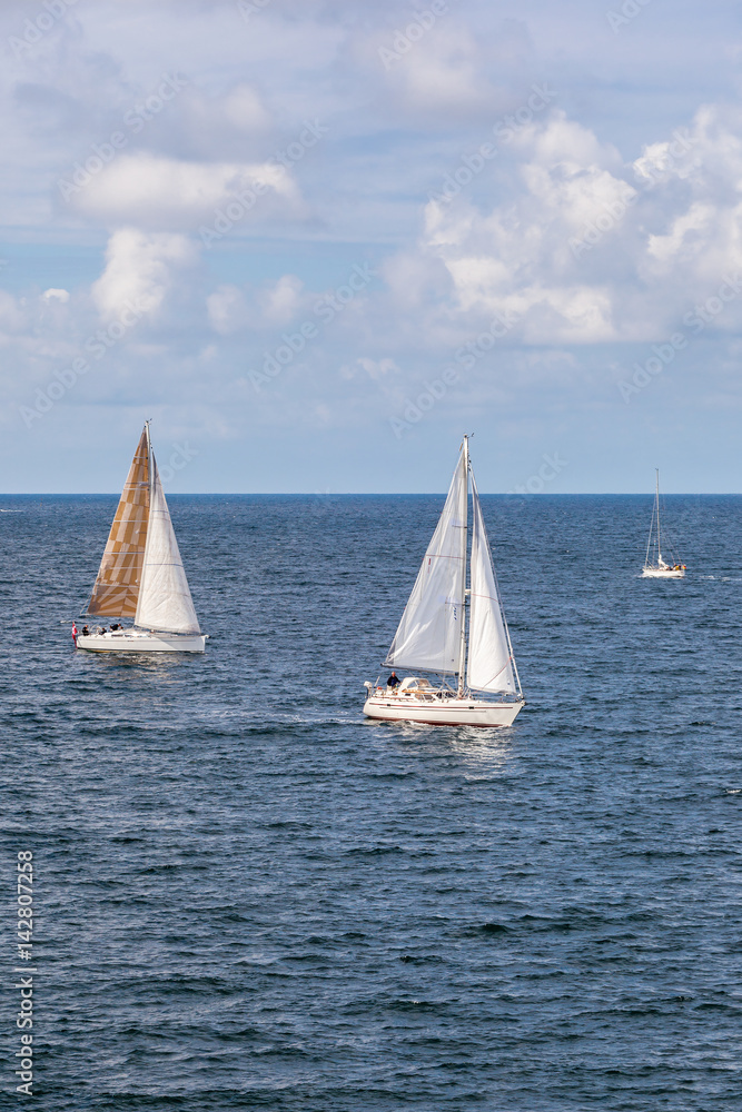Fototapeta premium Sailboats at sea with fine weather