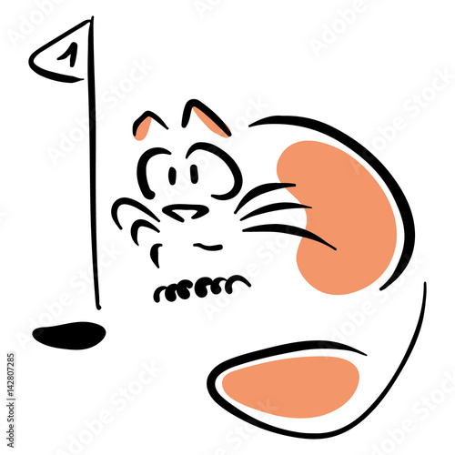 Cat plays golf