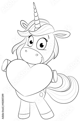 Niedliches Einhorn mit Herz Vektor-Illustration
