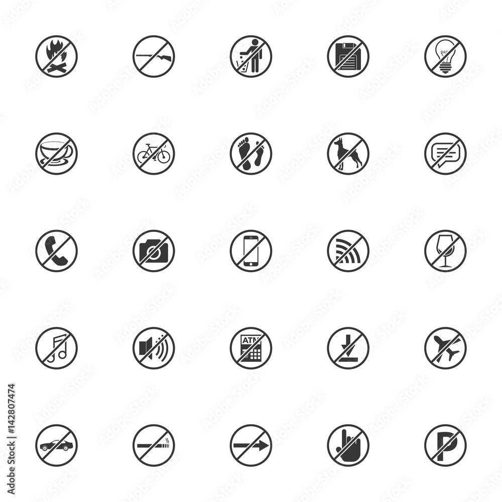 prohibition icon set prohibition icon set