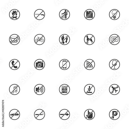  prohibition icon set