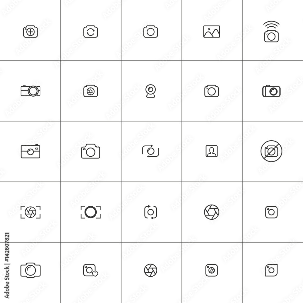 line photo camera icons. photography set use for different applications line photo camera icons. photography set use for different applications