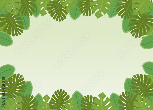 南国の植物・葉っぱのフレーム・コピースペース・背景素材　ベクター　長方形