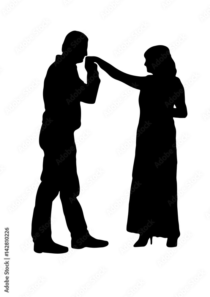 Silhouette wedding bridegroom bride embrace vector Silhouette wedding bridegroom bride embrace vector