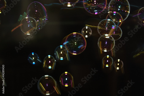 Soap bubbles with iridescent shine
