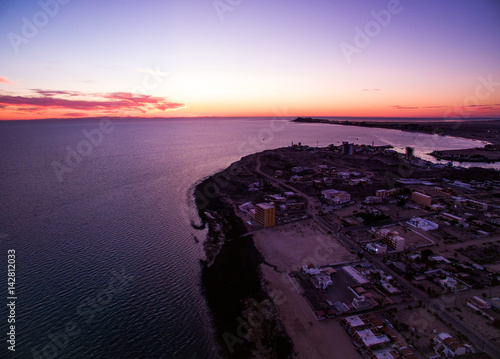 Long purple sunset above Puerto Penasco, Mexico