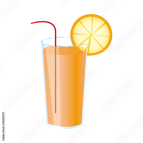 colorful realistic orange freshness drink cocktail glass vector illustration