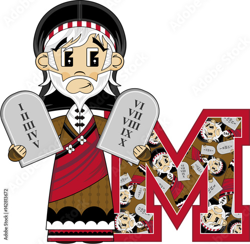 M is for Moses Alphabet Learning Illustration
