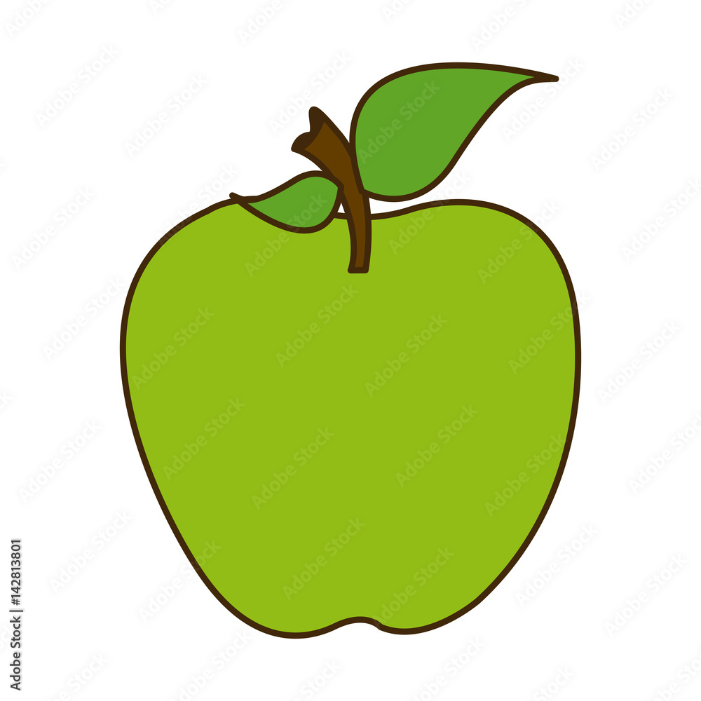 Fototapeta premium colorful silhouette cartoon green apple fruit food vector illustration