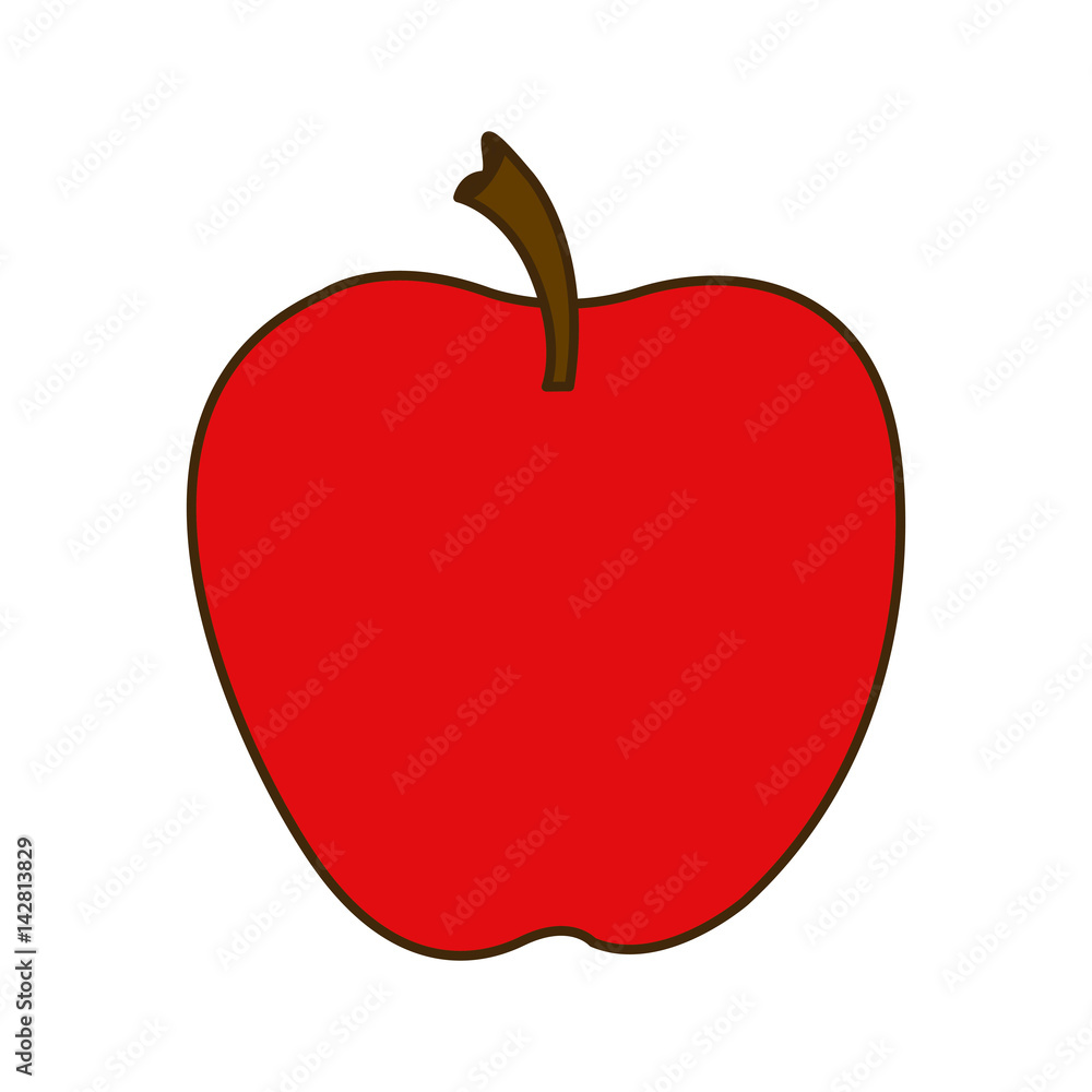 Fototapeta premium colorful silhouette cartoon red apple fruit food vector illustration