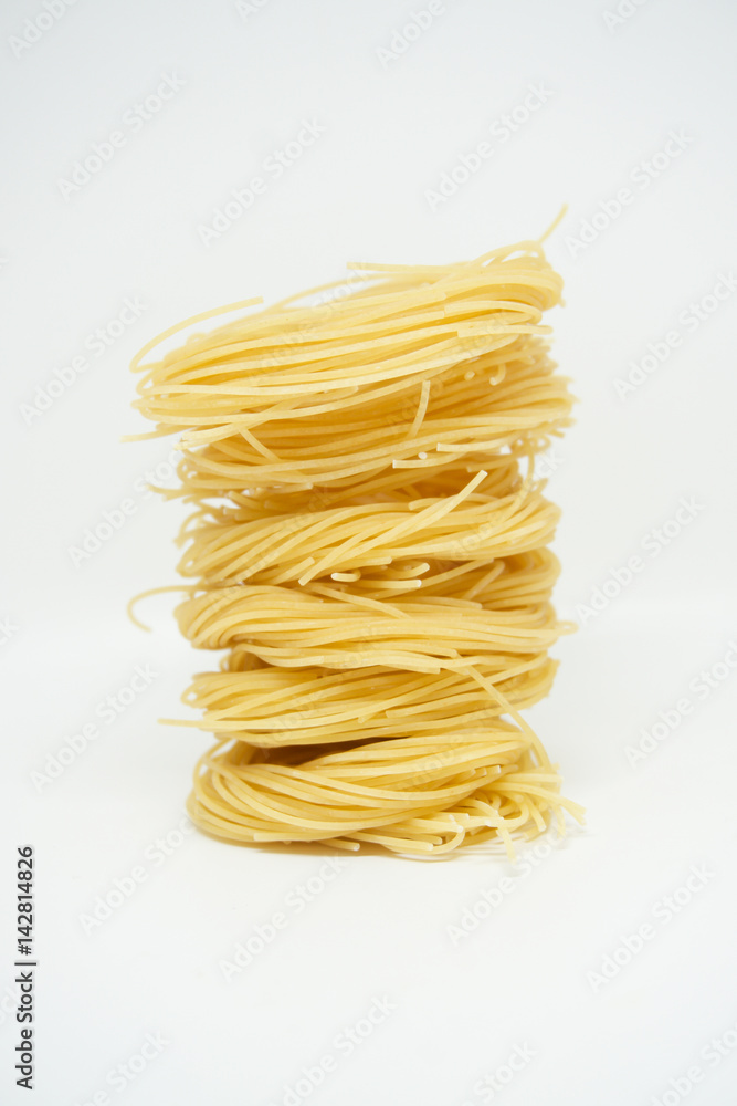 Dried spaghetti on clear background