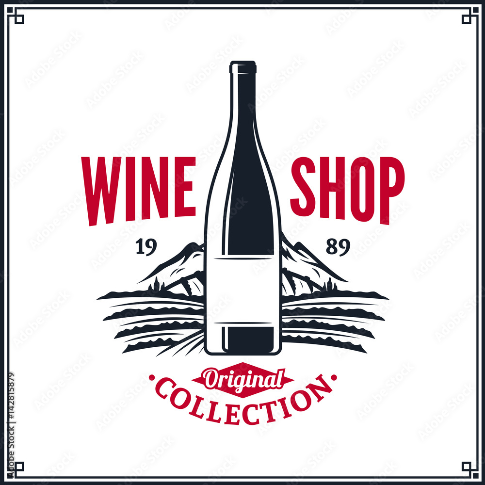 Vector red and black vintage wine shop logo Stock Vector Adobe Stock