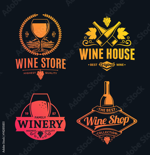 Vector wine logo, icons and design elements