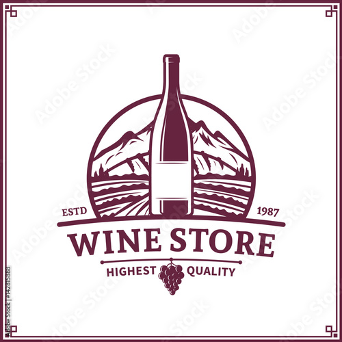 Vector scarlet vintage wine store logo
