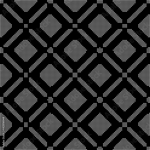 Halftone round black seamless background round square check cross line