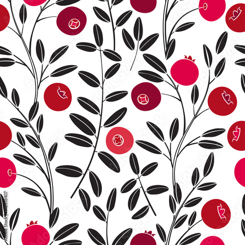 Seamless vector pattern with cranberry on a white background.