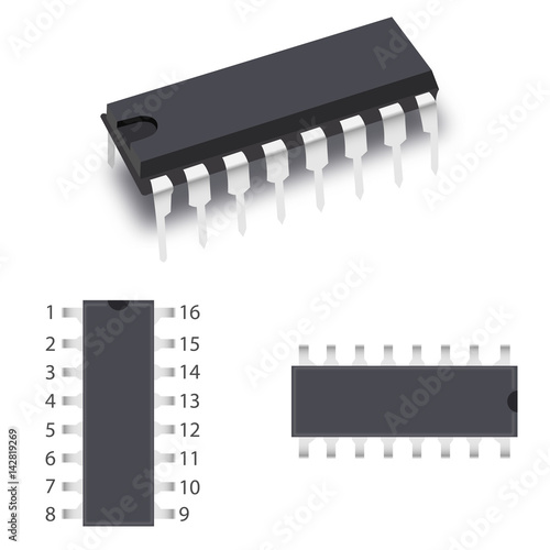 Integrated circuit isolated on the white background