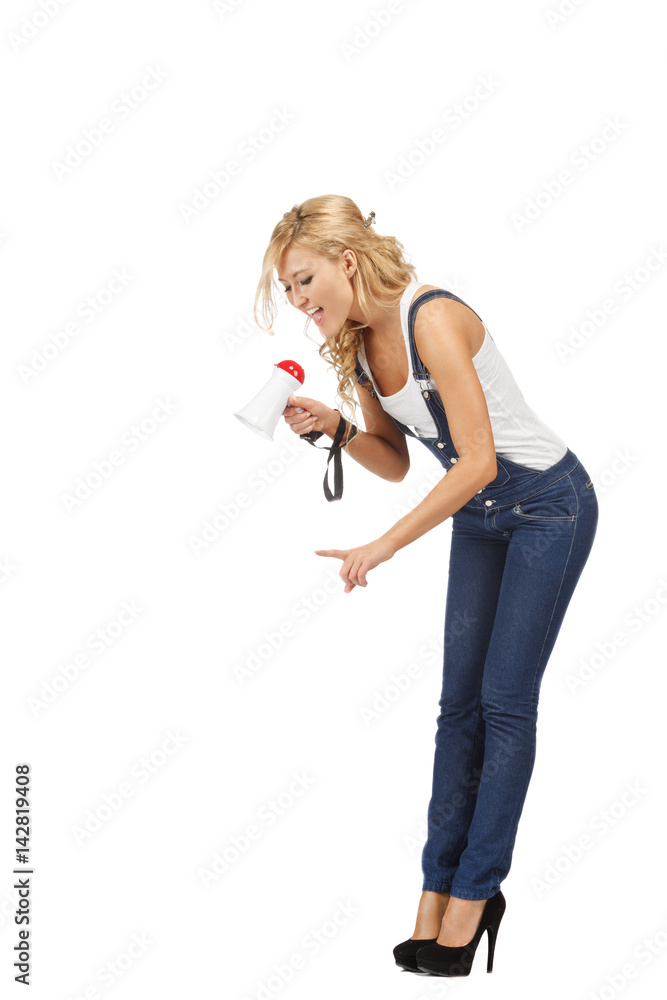 Woman with megaphone