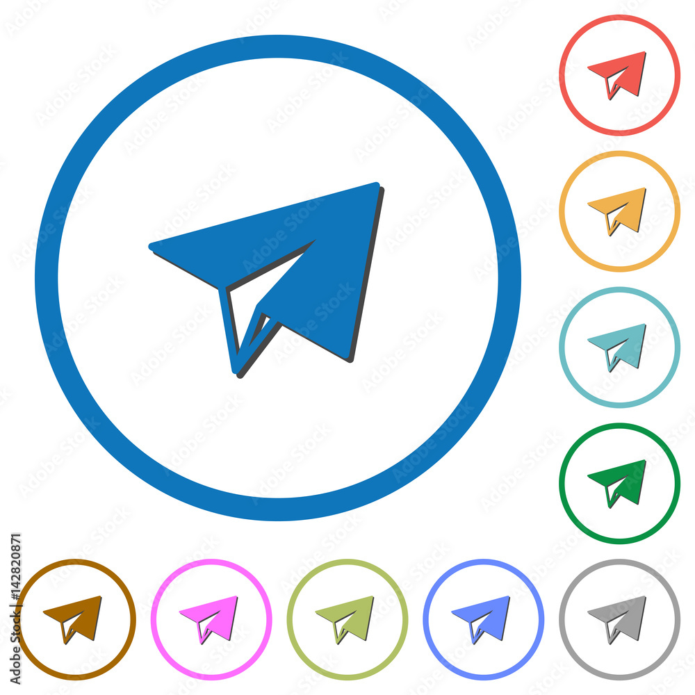 Paper plane icons with shadows and outlines Paper plane icons with shadows and outlines