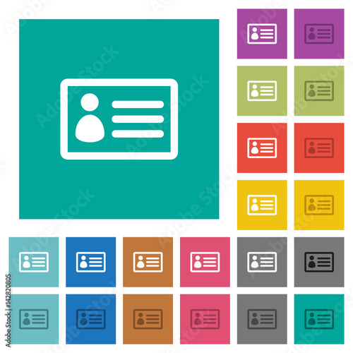 ID card square flat multi colored icons