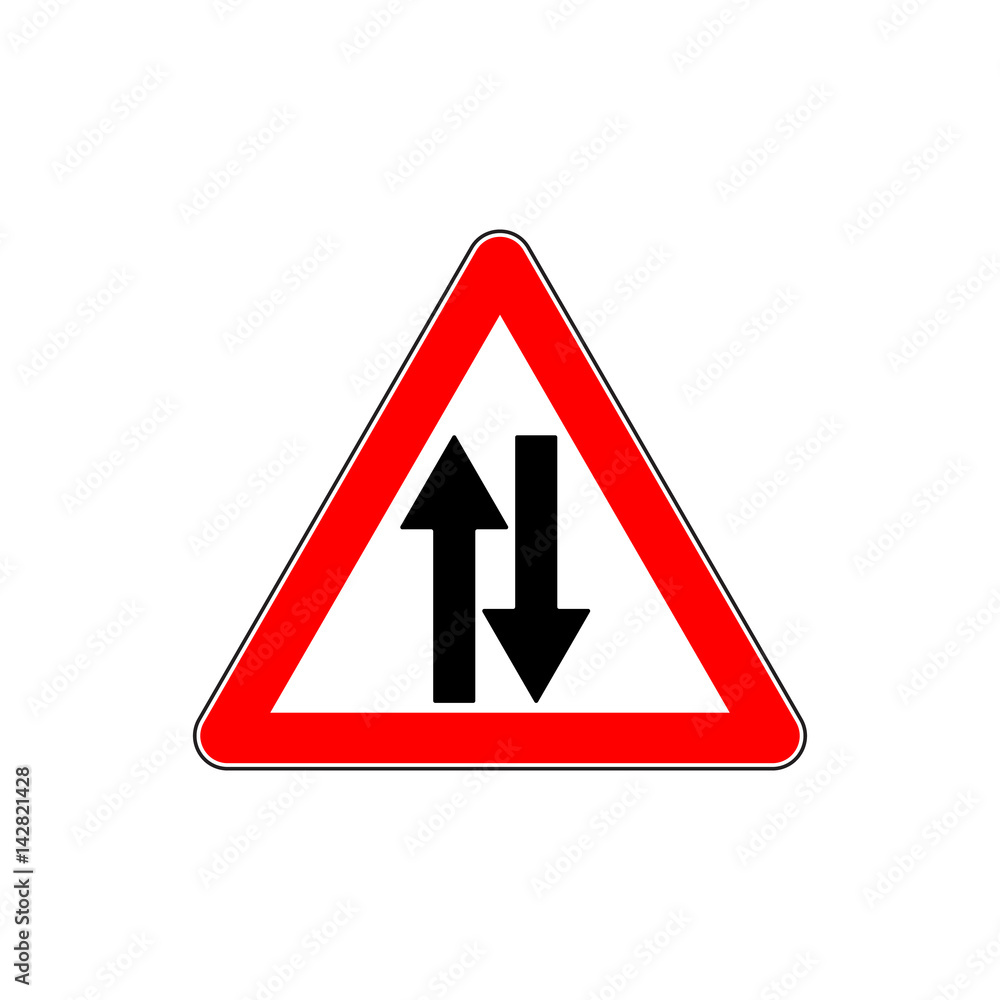Road Sign Warning Two Way Traffic Road Sign Warning Two Way Traffic