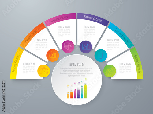 Infographics design vector and business icons with 6 options.