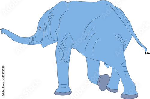 Portrait of a cute african elephant calw, hand drawn vector illustration isolated on white background