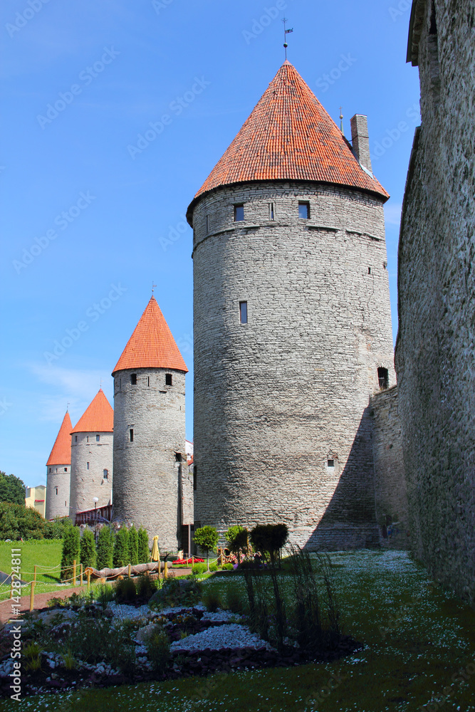 Castle towers in Tallinn, Estonia