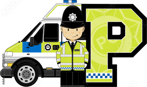 P is for Police Alphabet Learning illustration