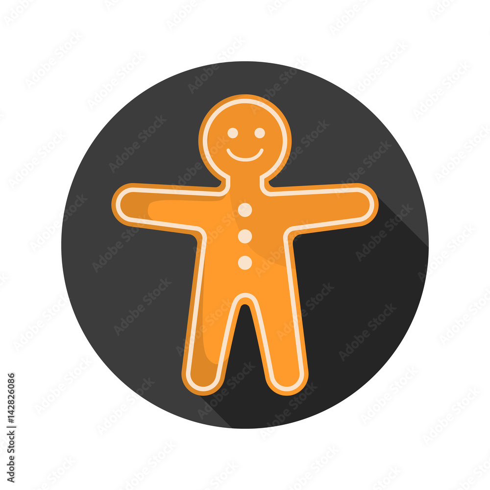 Obraz premium Gingerbread man color flat icon for web and mobile design
