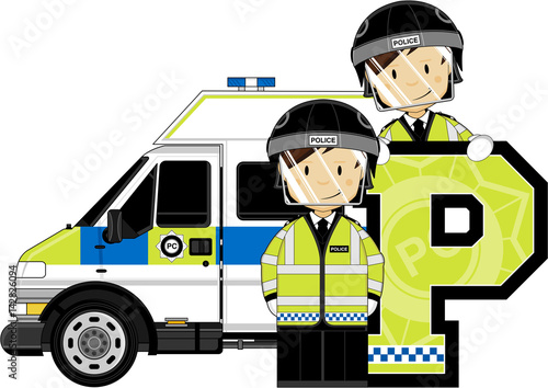 P is for Police Alphabet Learning illustration