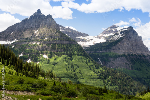 Alpine scenery along Going-to-the-Sun road in Glacier National Park, USA