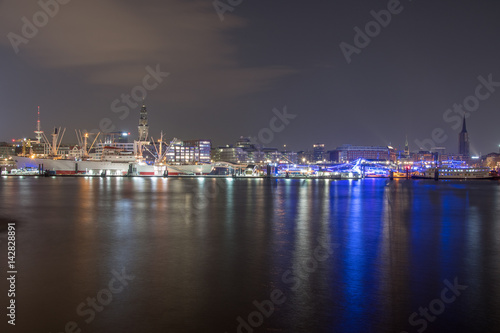 nightly panorama from the harbour of hamburg germany © gerckens.photo