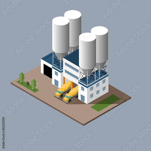 vector illustration of the production of concrete loading concrete mixers concrete transportation