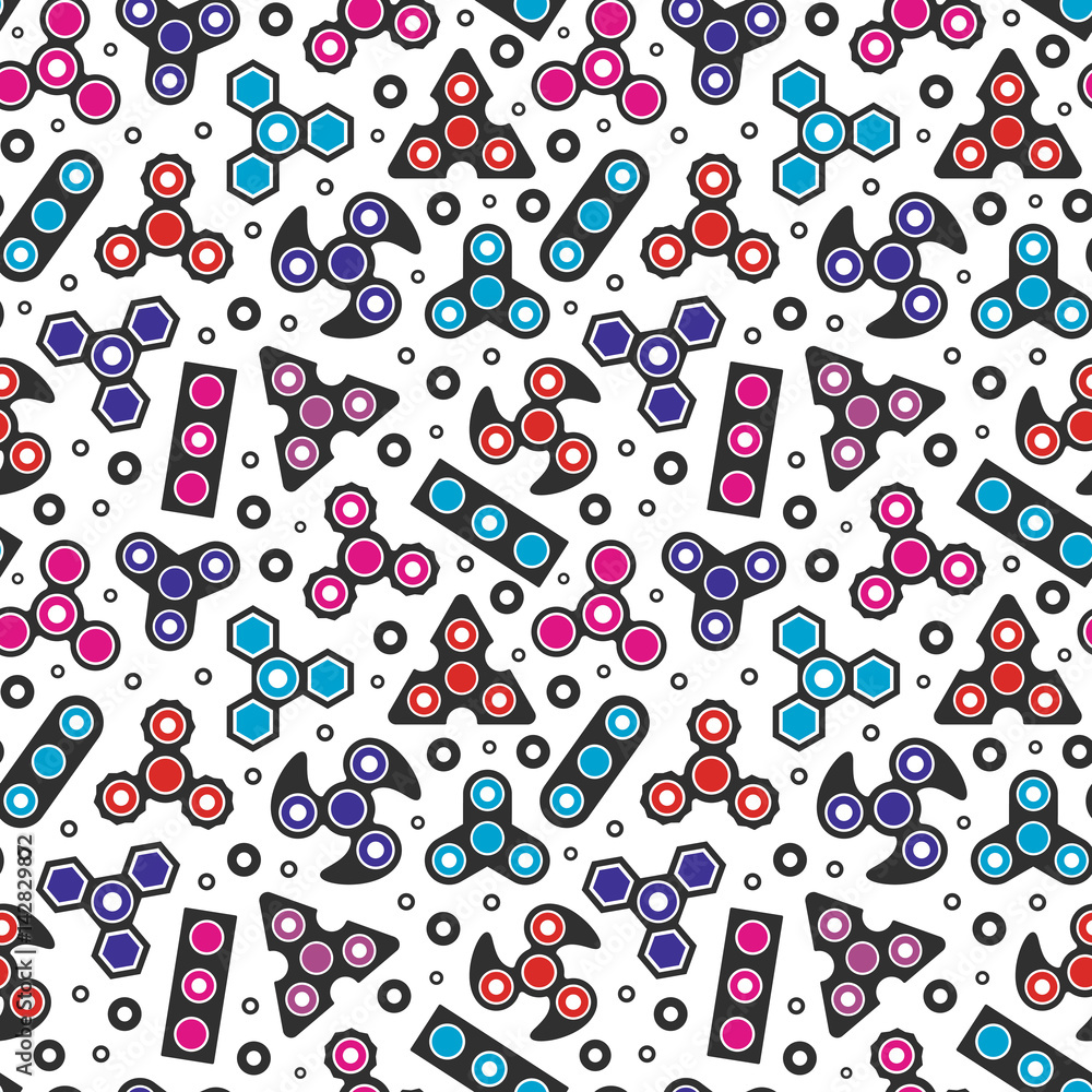 Hand Spinners icons Seamless pattern. Vector illustration on white background Hand Spinners icons Seamless pattern. Vector illustration on white background
