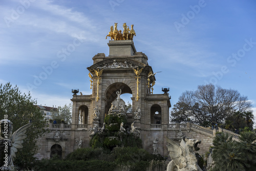 Travel, Golden horses and gargoyles in the Citadel Park in Barcelona, Catalonia, Spain
