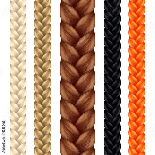 Colorful seamless woman braids isolated vector