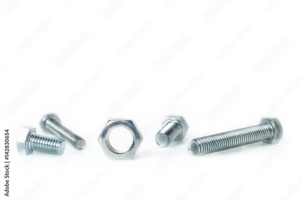 Nut and bolts on white background, One size does Not fit all concept Nut and bolts on white background, One size does Not fit all concept