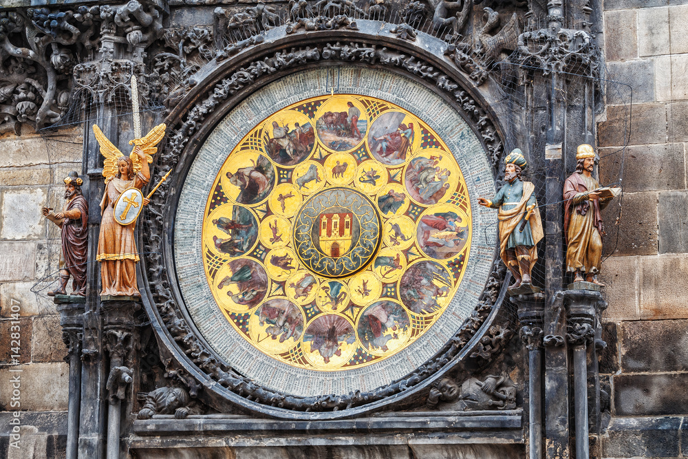 Famous Astronomical Clock Orloj in the Old Town of Prague