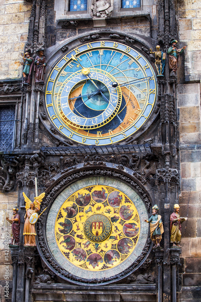 Famous Astronomical Clock Orloj in the Old Town of Prague