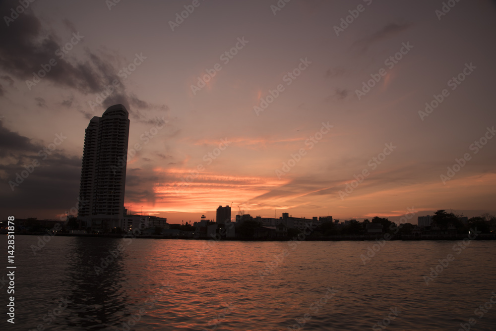 Chao Phraya River as the sunset