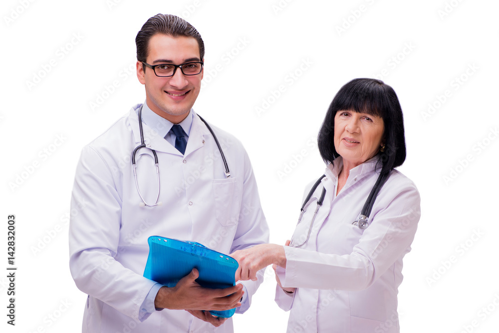 Fototapeta premium Two doctors isolated on the white background