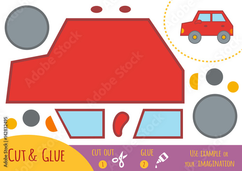 Education paper game for children, Car