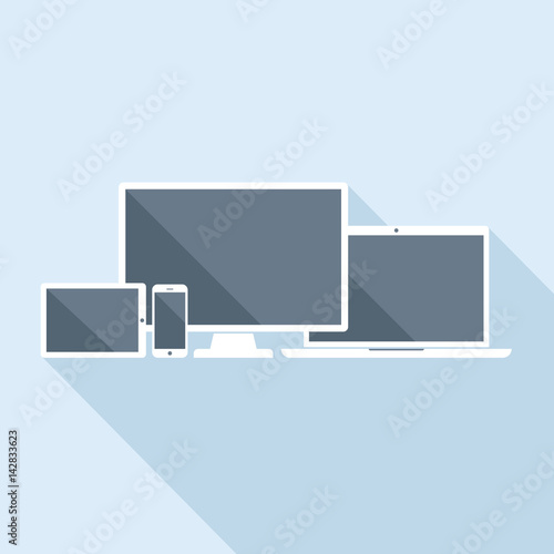 Tablet, Laptop, Smartphone and Desktop Computer Mockup