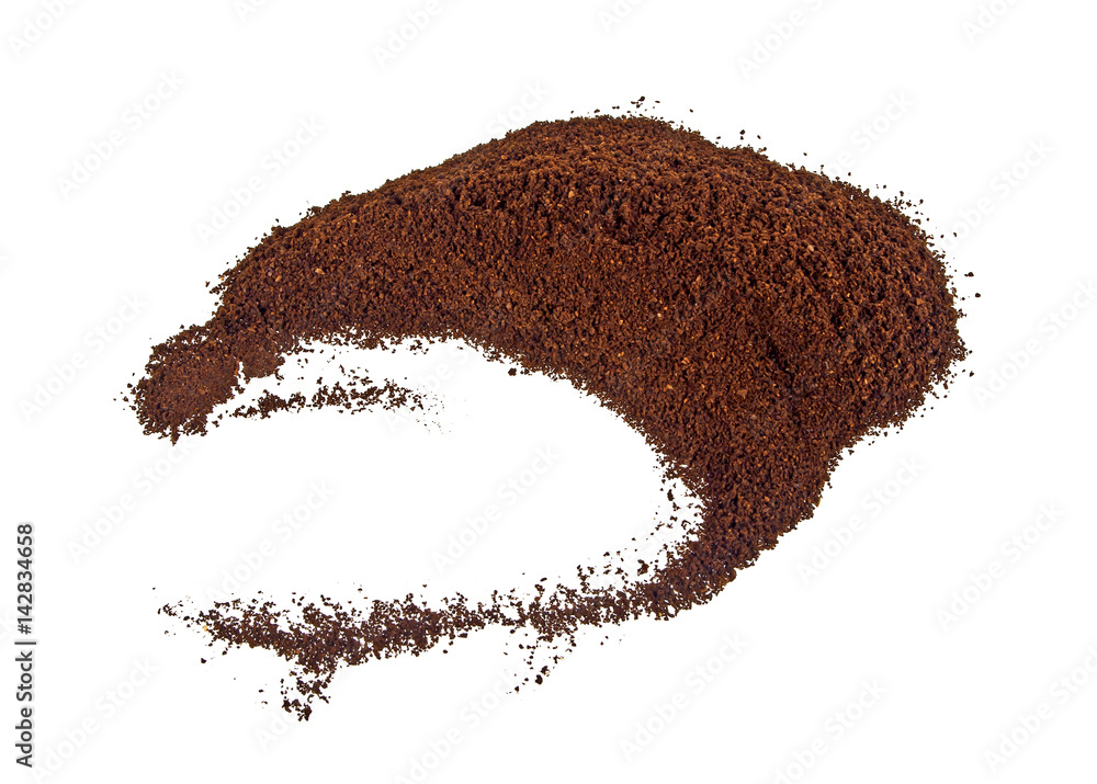 Pile of fresh ground coffee powder isolated on white background Pile of fresh ground coffee powder isolated on white background