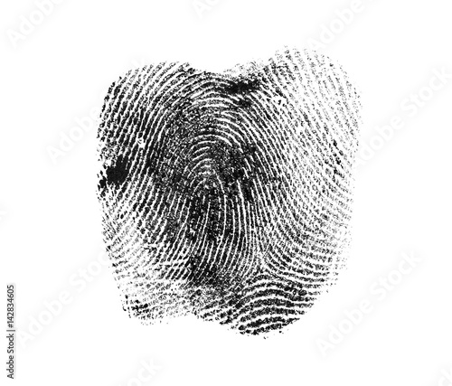 Black fingerprint on white background